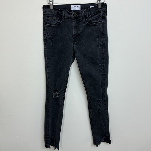 Frame Le Skinny De Jeanne‎ Ripped Skinny Jeans In Hathaway Size 28 - Picture 2 of 6
